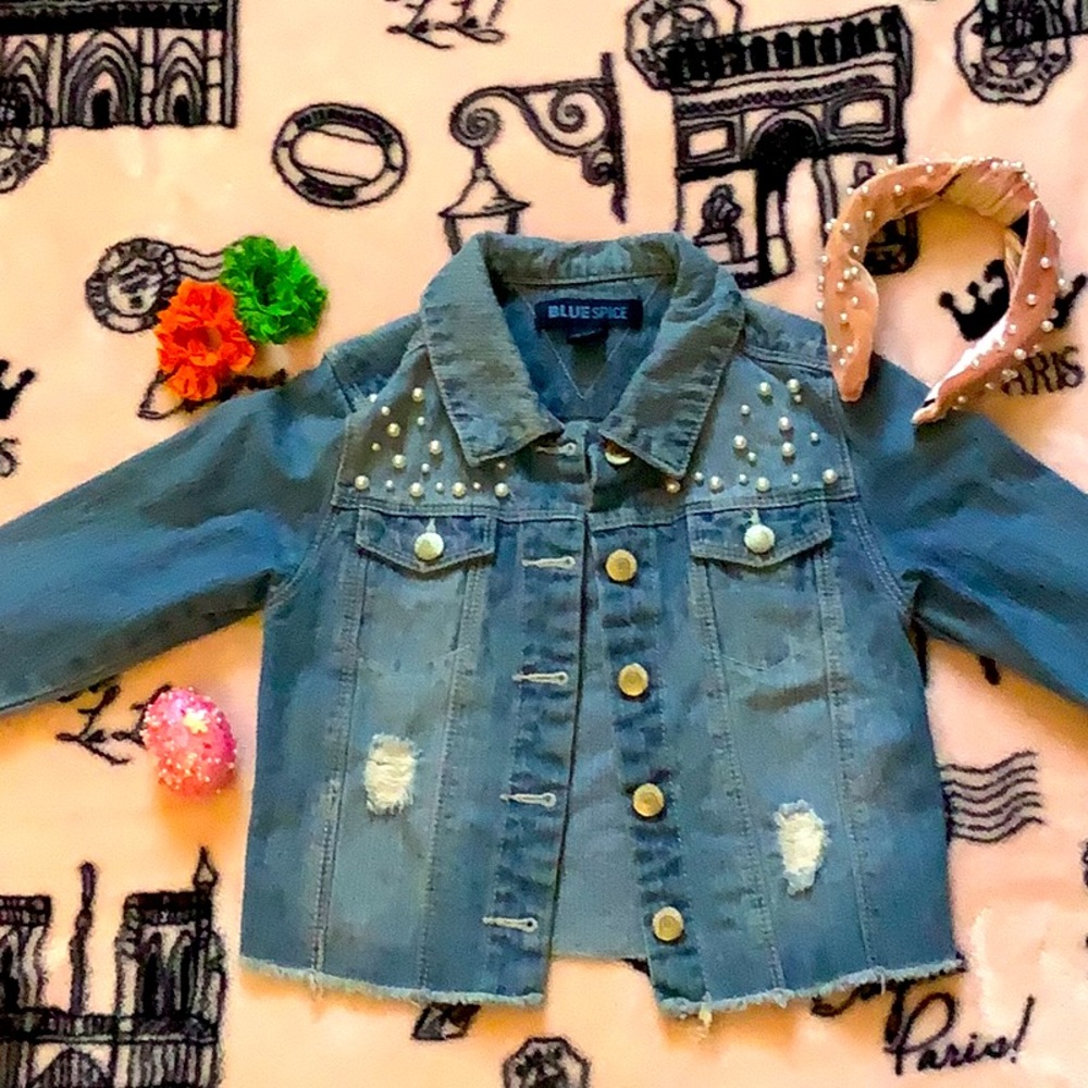 cute pearled denim jacket